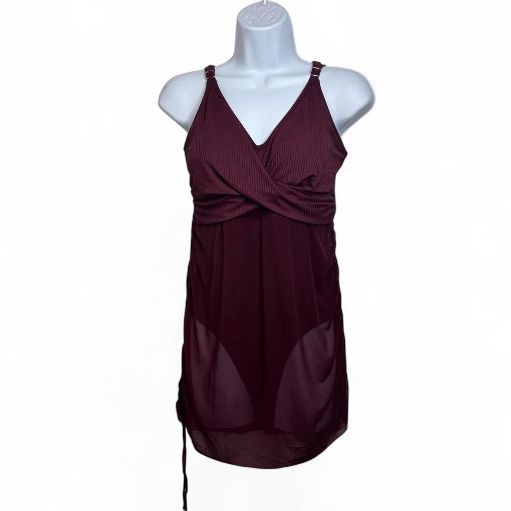 M Charmo Ribbed Wrap Mesh Swim Dress - Picture 2 of 9